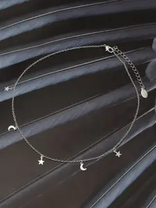 Accessorize London Women Silver-Toned Star & Moon Station Necklace