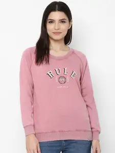 Allen Solly Woman Women Pink Printed Pure Cotton Sweatshirt