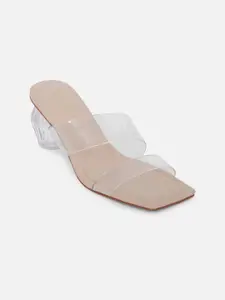 ALDO Women Beige & Transparent Block Sandals