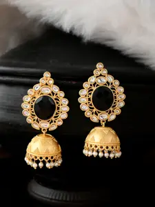 Silvermerc Designs Gold-Plated & White Dome Shaped Jhumkas