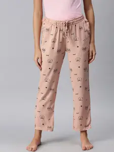 De Moza Women Pink Printed Lounge Pants