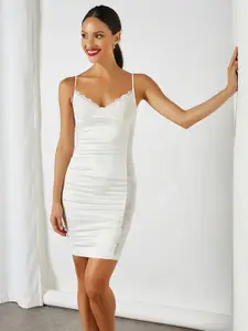 Femme Luxe Women White Solid Bodycon Dress