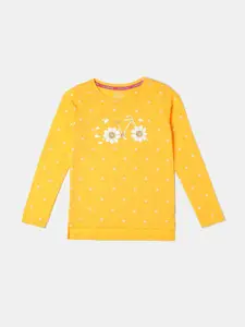 Jockey Girls Yellow Floral Printed Cotton T-shirt