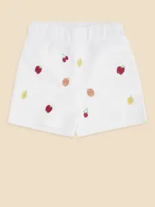 Pantaloons Baby Girls White Self Design Shorts