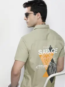 The Indian Garage Co Men Green Cotton Casual Shirt