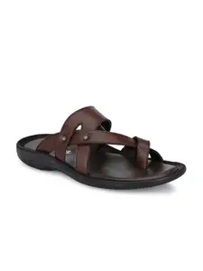 SHENCES Men Brown Ethnic Comfort Sandals