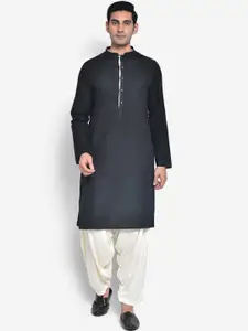 KISAH Men Black Kurta with Patiala