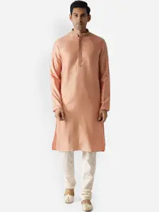 KISAH Men Peach-Coloured Kurta with Churidar