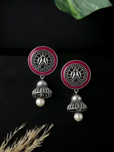 kashwini Maroon Contemporary Jhumkas Earrings