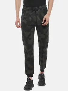 Ajile by Pantaloons Men Olive-Green & Black Camouflage Print Slim-Fit Pure Cotton Joggers