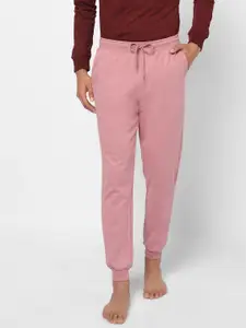 Ajile by Pantaloons Men Pink Solid Slim-Fit Pure Cotton Joggers