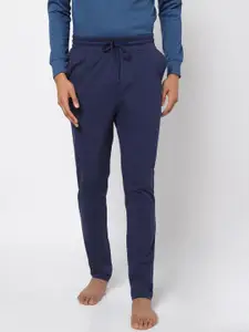 Ajile by Pantaloons Men Navy-Blue Solid Slim-Fit Cotton Track Pants