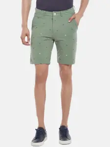 BYFORD by Pantaloons Men Olive Green Printed Slim Fit Low-Rise Running Shorts