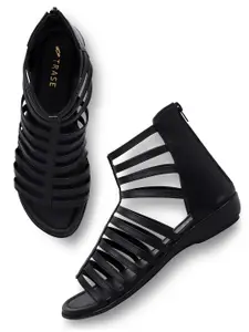 TRASE Black Strappy Gladiators Flats