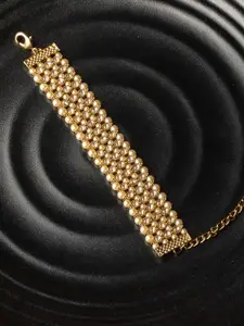 Priyaasi Women Gold-Toned & Plated Kundan-Beaded Wraparound Bracelet