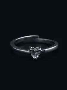 HIFLYER JEWELS Silver-Plated Diamond Gemstone Adjustable Finger Ring