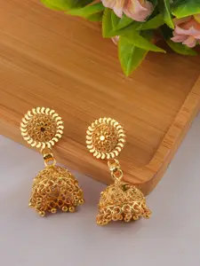 Brandsoon Gold-Toned Dome Shaped Jhumkas Earrings