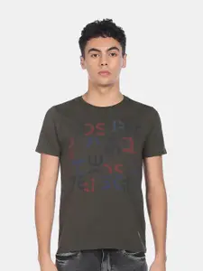 Flying Machine X Pepsi Men Charcoal Printed Raw Edge Pure Cotton T-shirt