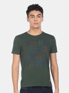 Flying Machine X Pepsi Men Green Typography Printed Pure Cotton T-shirt