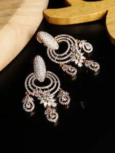 Priyaasi Rose Gold Plated American Diamond Chandbalis Earrings