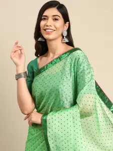 Anouk Green Woven Design Sequinned Silk Blend Saree