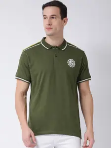 Club York Men Olive Green Polo Collar T-shirt