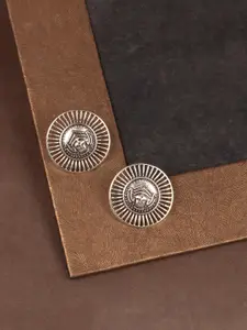 AccessHer Silver-Toned Circular Studs Earrings