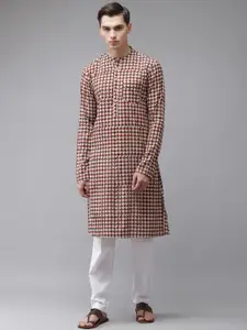See Designs Men Beige Printed Pure Cotton Kurta With Trousers