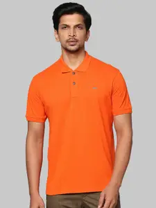 Park Avenue Men Orange Polo Collar Cotton Slim Fit T-shirt
