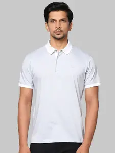 Park Avenue Men White Polo Collar Slim Fit T-shirt