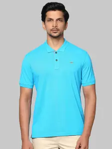 Park Avenue Men Blue Polo Collar Slim Fit T-shirt
