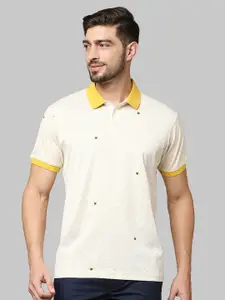 Park Avenue Men Yellow Polo Collar Cotton Slim Fit T-shirt