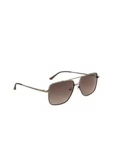 OPIUM Men Brown Lens & Gunmetal-Toned Rectangle Sunglasses with Polarised Lens OP-1920-C03