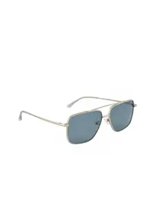 OPIUM Men Blue & Silver Rectangle Sunglasses