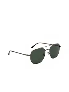 OPIUM Men Green Lens & Black Aviator Sunglasses with Polarised Lens OP-1921-C02
