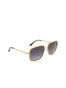 OPIUM Men Grey Lens & Gold-Toned Rectangle Polarised Lens Sunglasses