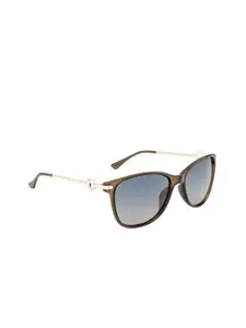 OPIUM Blue Lens & Brown Oval Sunglasses with Polarised Lens