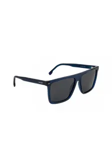 OPIUM OPIUM Men Grey Lens & Blue Rectangle Sunglasses with Polarised Lens
