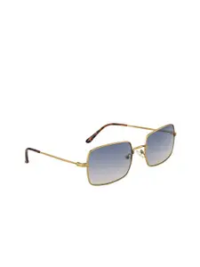 OPIUM Women Blue Lens & Gold-Toned Rectangle Sunglasses with UV Protected Lens OP-1922-C01