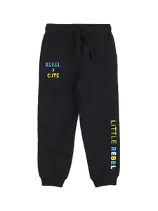 Donuts Boys Black Solid Straight-Fit Joggers
