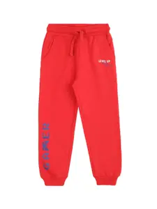 Donuts Boys Red Solid Straight-Fit Cotton Joggers
