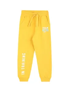 Donuts Boys Mustard Yellow Solid Straight Fit Cotton Joggers