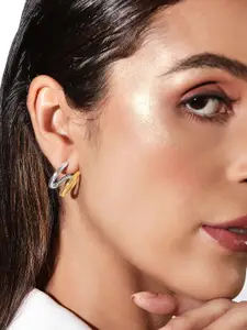 Rubans Voguish Rubans Rhodium & 18K Gold-Plated Dual-Tone Hoop Earrings