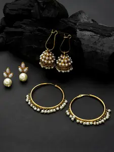Fida Gold-Toned Circular Drop Earrings