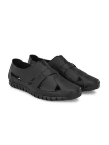 DERBY KICKS Men Black Solid Shoe-Style Sandals