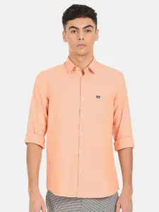 Arrow Sport Men Orange Solid Regular Fit Cotton Casual Shirt