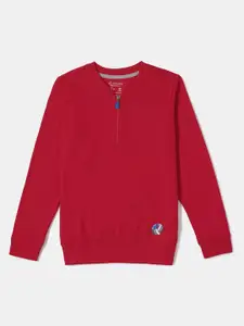 Jockey Boys Fuchsia Solid Zip Detail Sweatshirt