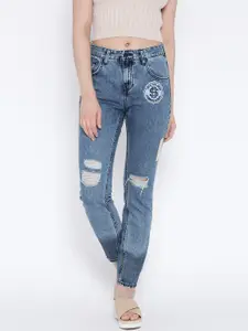 Pepe Jeans Women Blue Mid-Rise Mildly Distressed Jeans