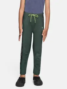 Monte Carlo Boys Green & Black Solid Pure Cotton Track Pants