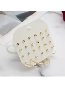 Vembley Gold-Plated Set Of 18 Contemporary Studs